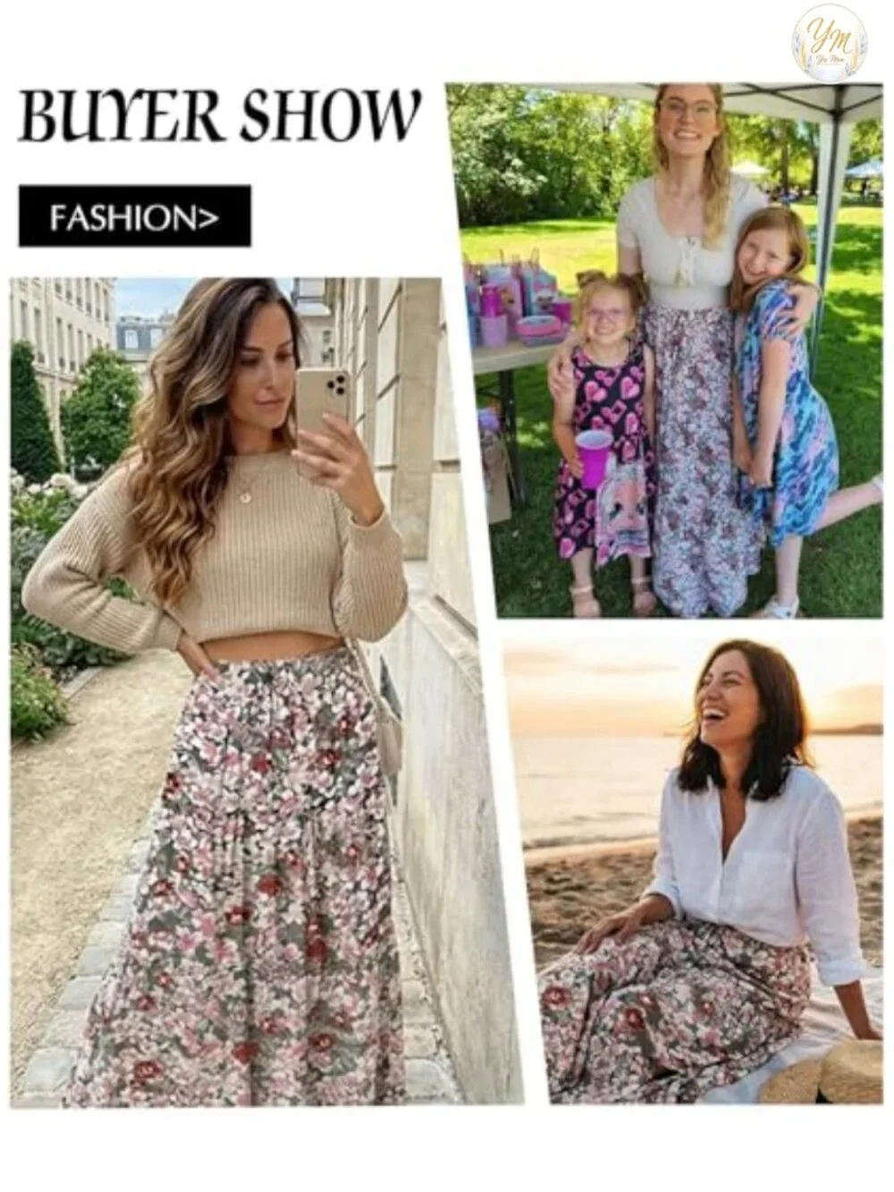 Boho High Waist Maxi Skirt with Pockets Flowy Tiered A-Line